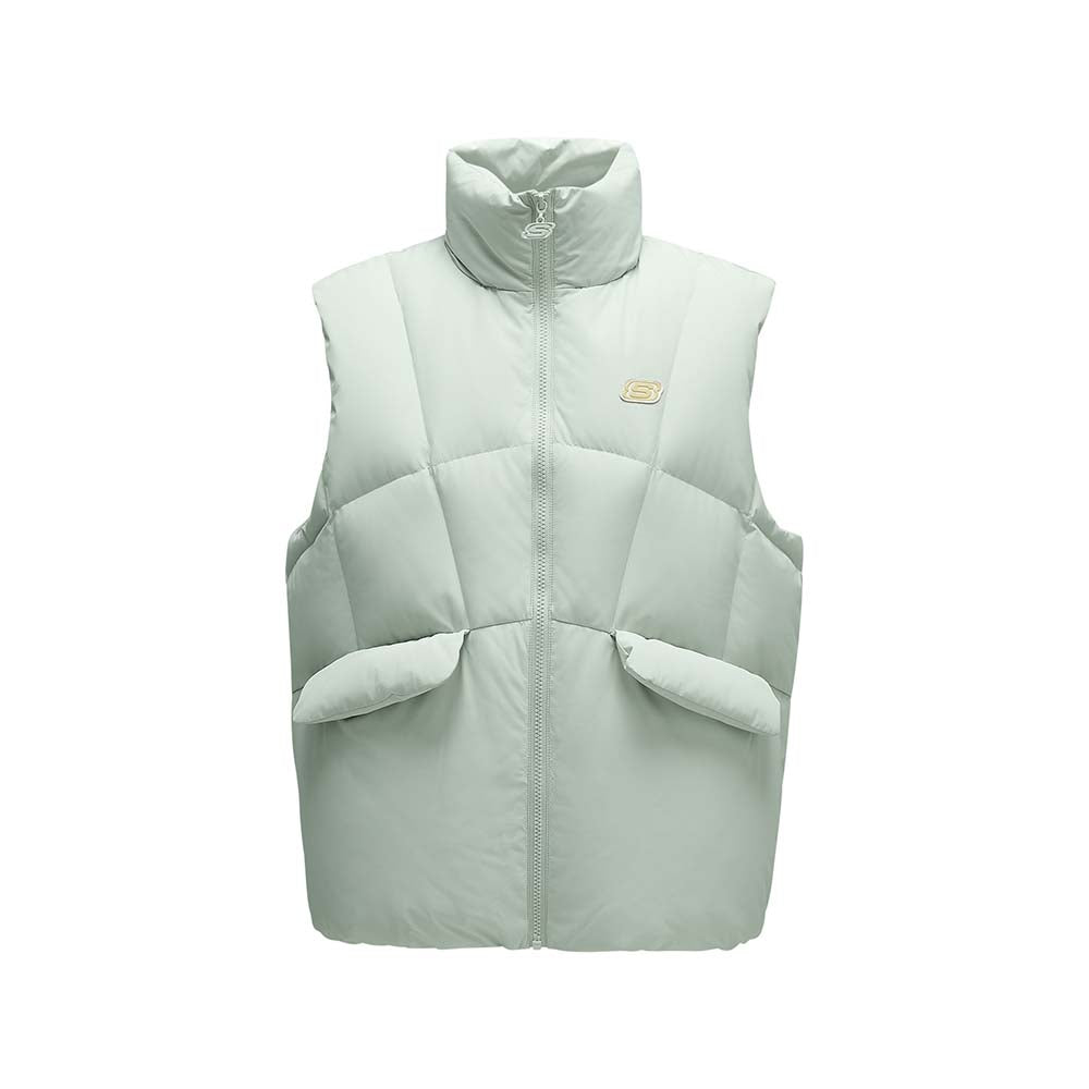 Skechers women's Sport-Utility Woven Down Vest in Mercury Green for lifestyle wear