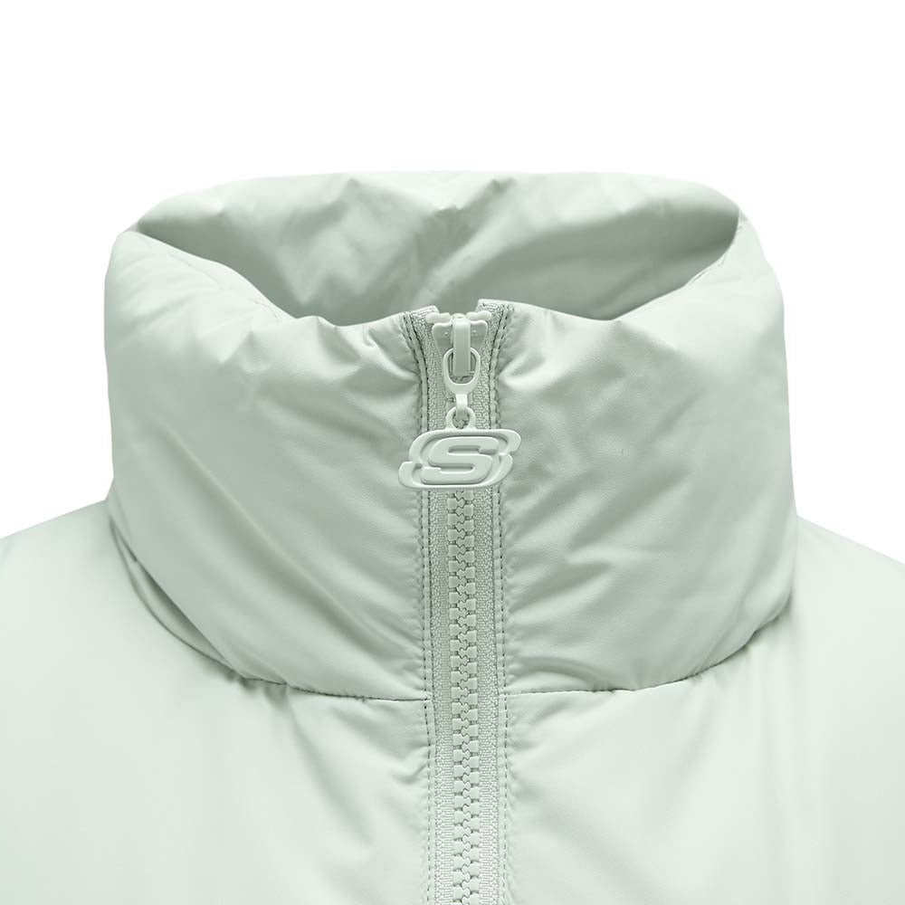 Skechers women's Sport-Utility Woven Down Vest in Mercury Green for lifestyle wear