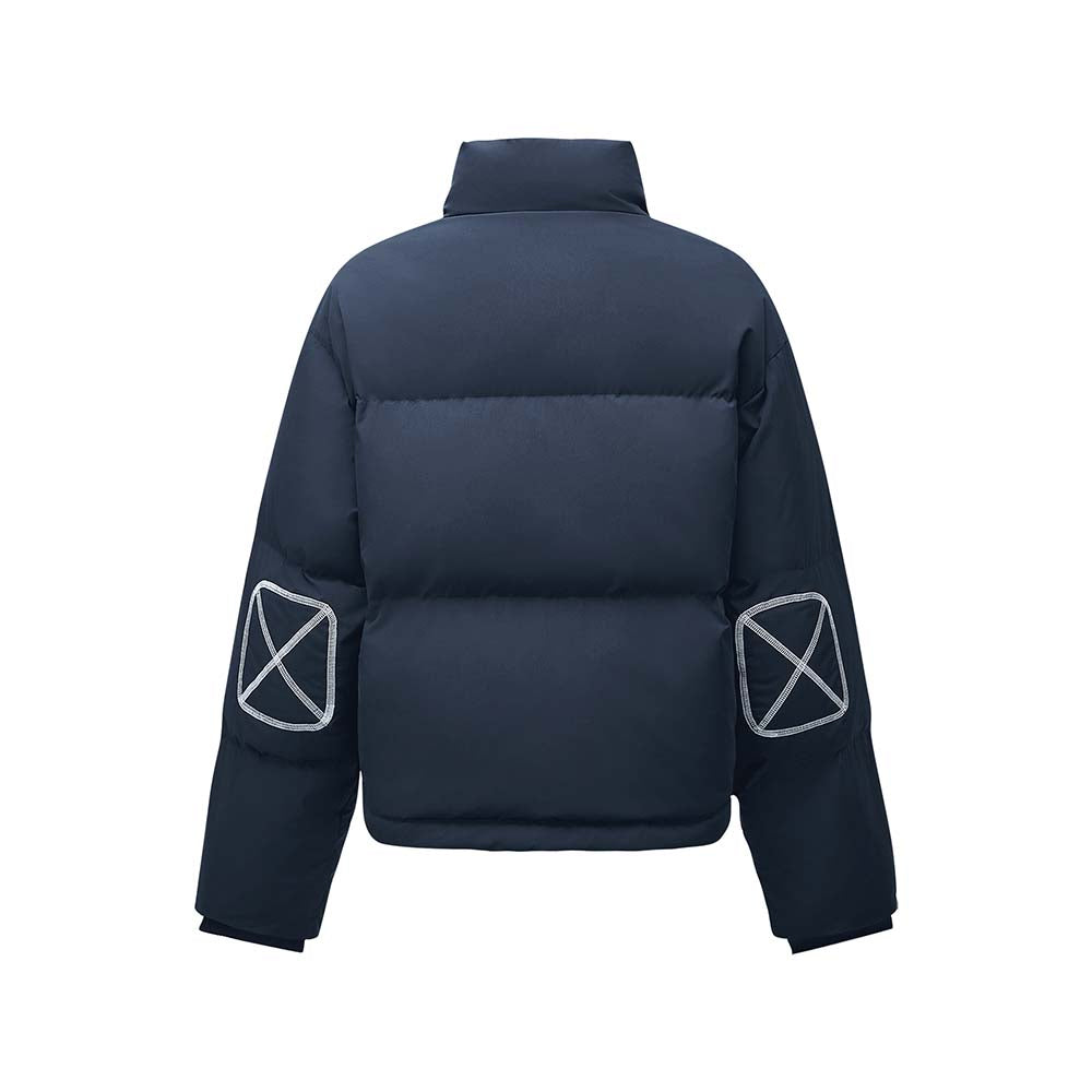 Skechers X Romantic Crown Woven Down Jacket, women's lifestyle apparel in Salute Blue