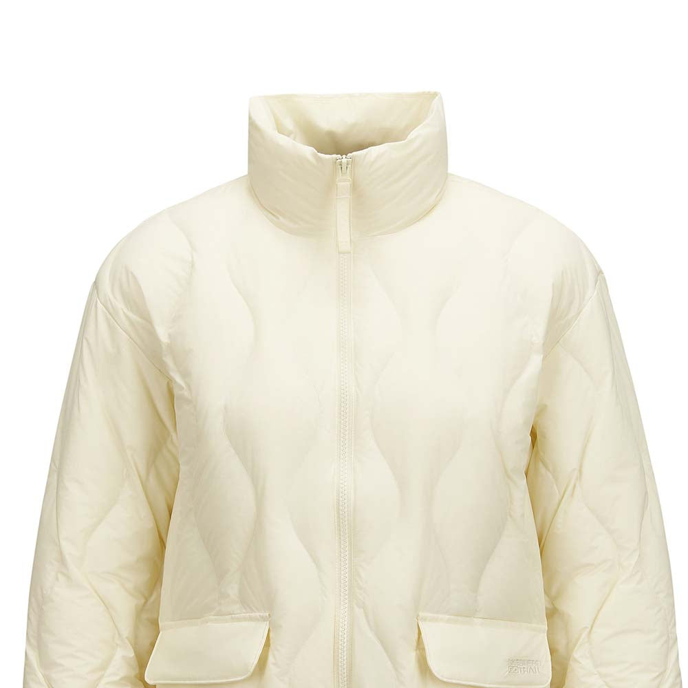 Skechers women's Go Trail Woven Down Jacket in Lemon Icing for outdoor performance wear