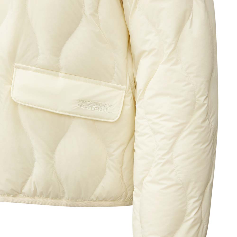 Skechers women's Go Trail Woven Down Jacket in Lemon Icing for outdoor performance wear