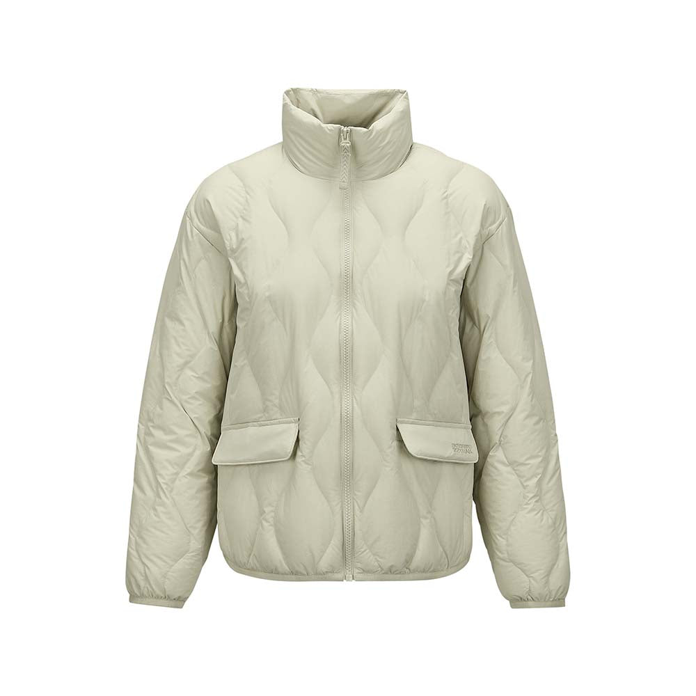 Skechers women's Go Trail Woven Down Jacket in Durable Gray for outdoor performance wear