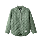 Skechers women's Diamond Woven Quilted Jacket in Agave Green for lifestyle wear