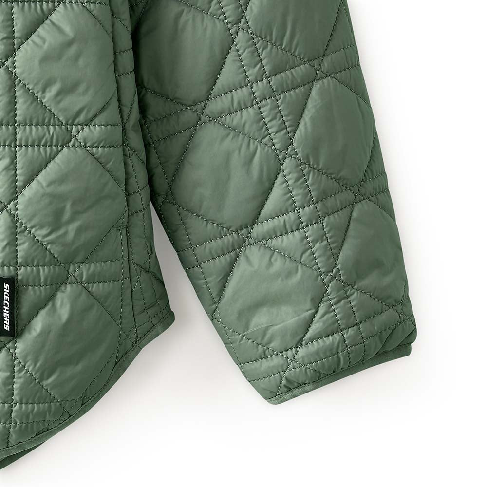 Skechers women's Diamond Woven Quilted Jacket in Agave Green for lifestyle wear