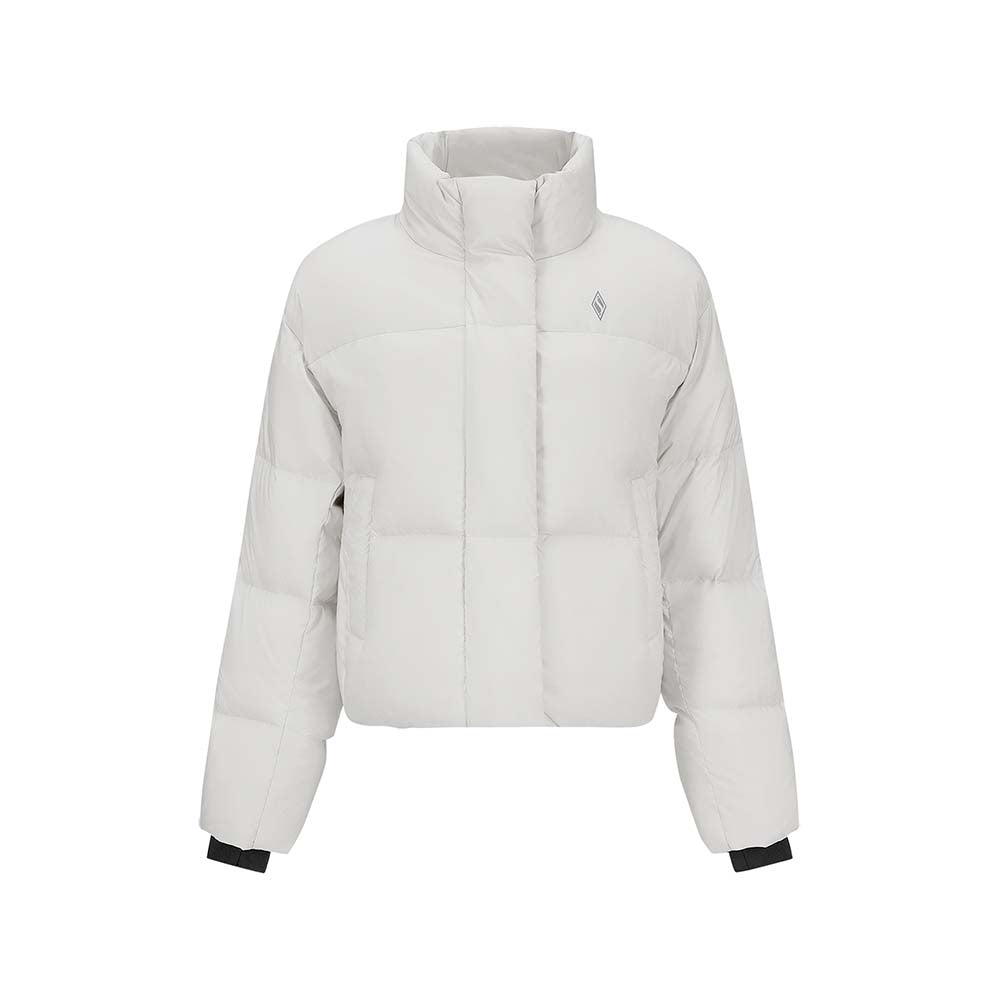 Skechers women's Diamond Woven Down Jacket in Vapor Blue for lifestyle wear