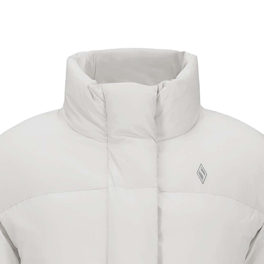 Skechers women's Diamond Woven Down Jacket in Vapor Blue for lifestyle wear