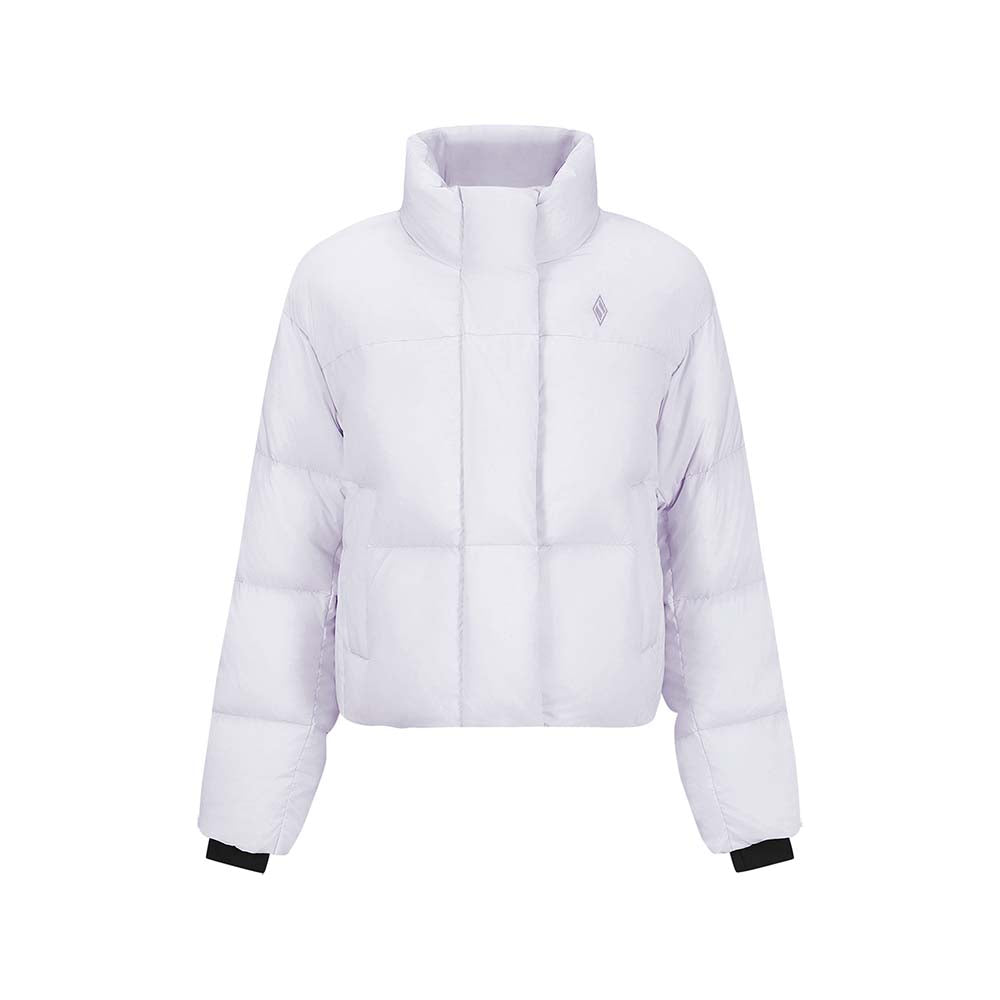 Skechers women's Diamond Woven Down Jacket in Purple Heather for lifestyle wear