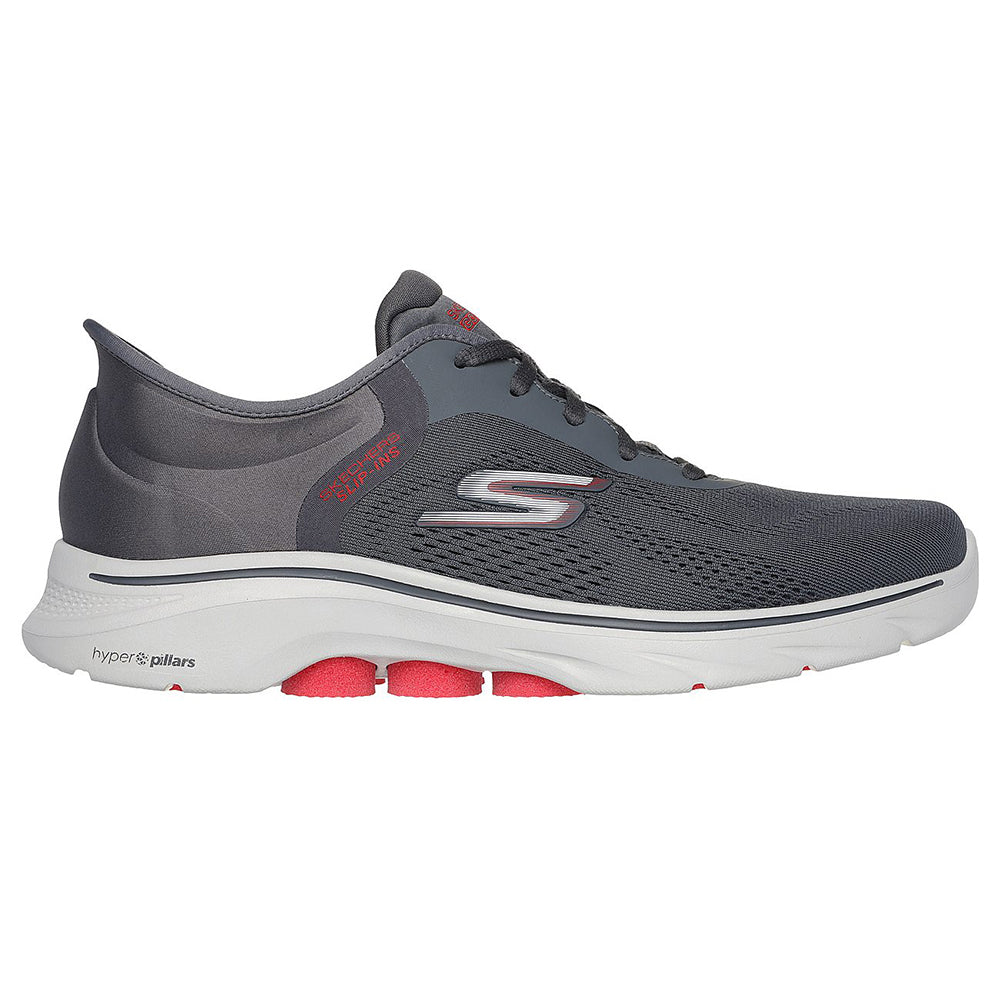 Skechers Men Slip-Ins GOwalk 7 | Charcoal/Red Walking Shoes – Skechers ...